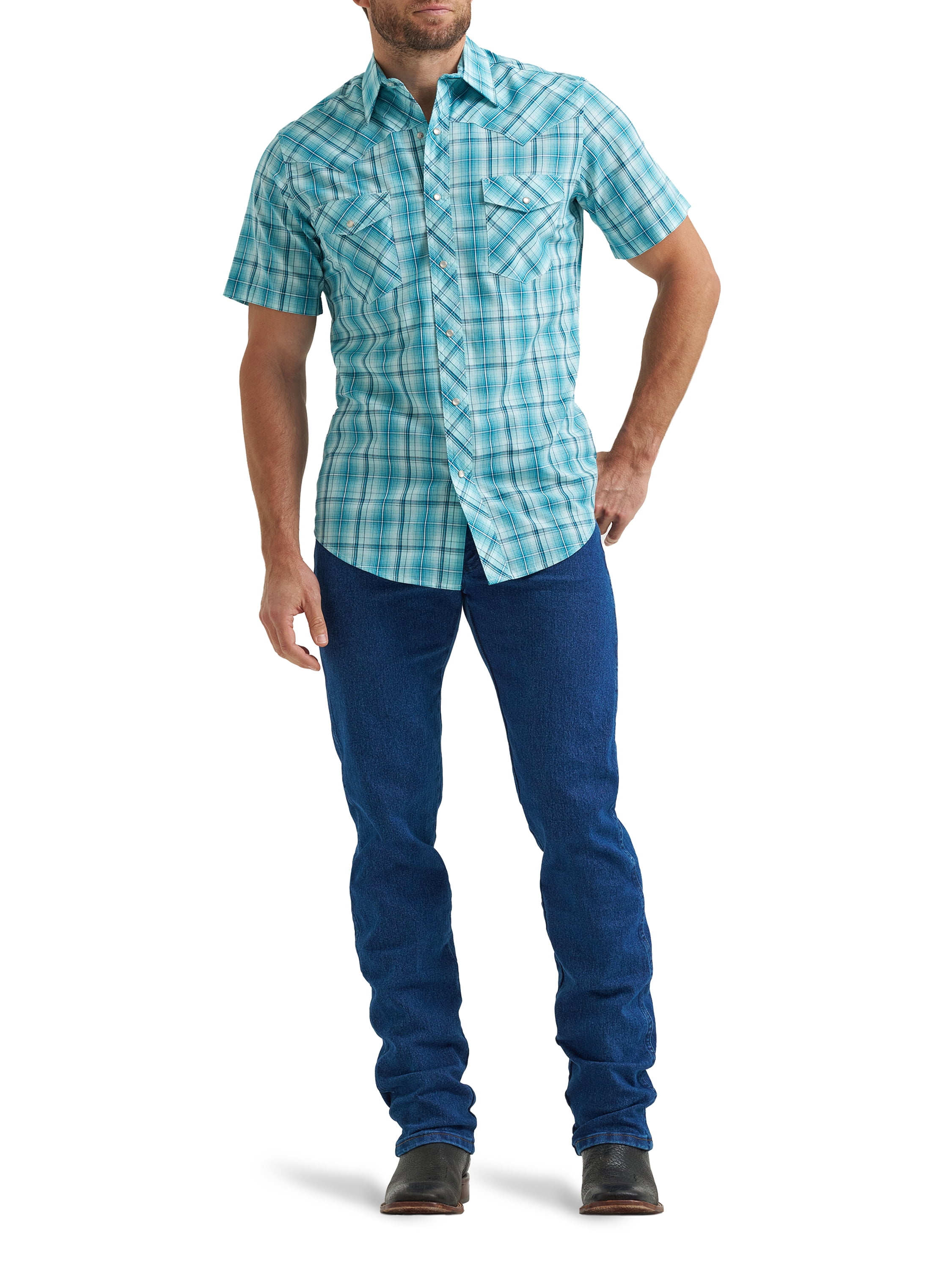 Wrangler® Men's and Big Men's Regular Fit Short Sleeve Western Shirt, Sizes S-5XL