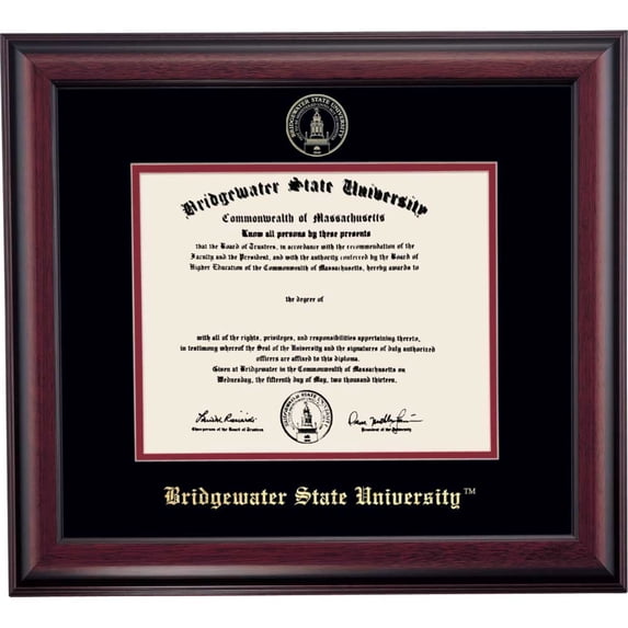OCM Diploma Frame for Bridgewater State University, 16" x 18" Diploma Certificates Frame, Embossed Black/Maroon Mat