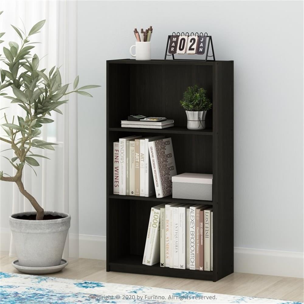 Furinno Basic 3 - Tier Bookcase Storage Shelves, Espresso, Adult