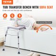 thumbnail image 2 of VEVOR Tub Transfer Bench Shower Seat with Padded Seat Reversible Backrest 500lbs, 2 of 9