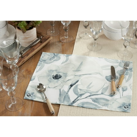 Saro Lifestyle Watercolor Large Floral Placemat (Set of 4)
