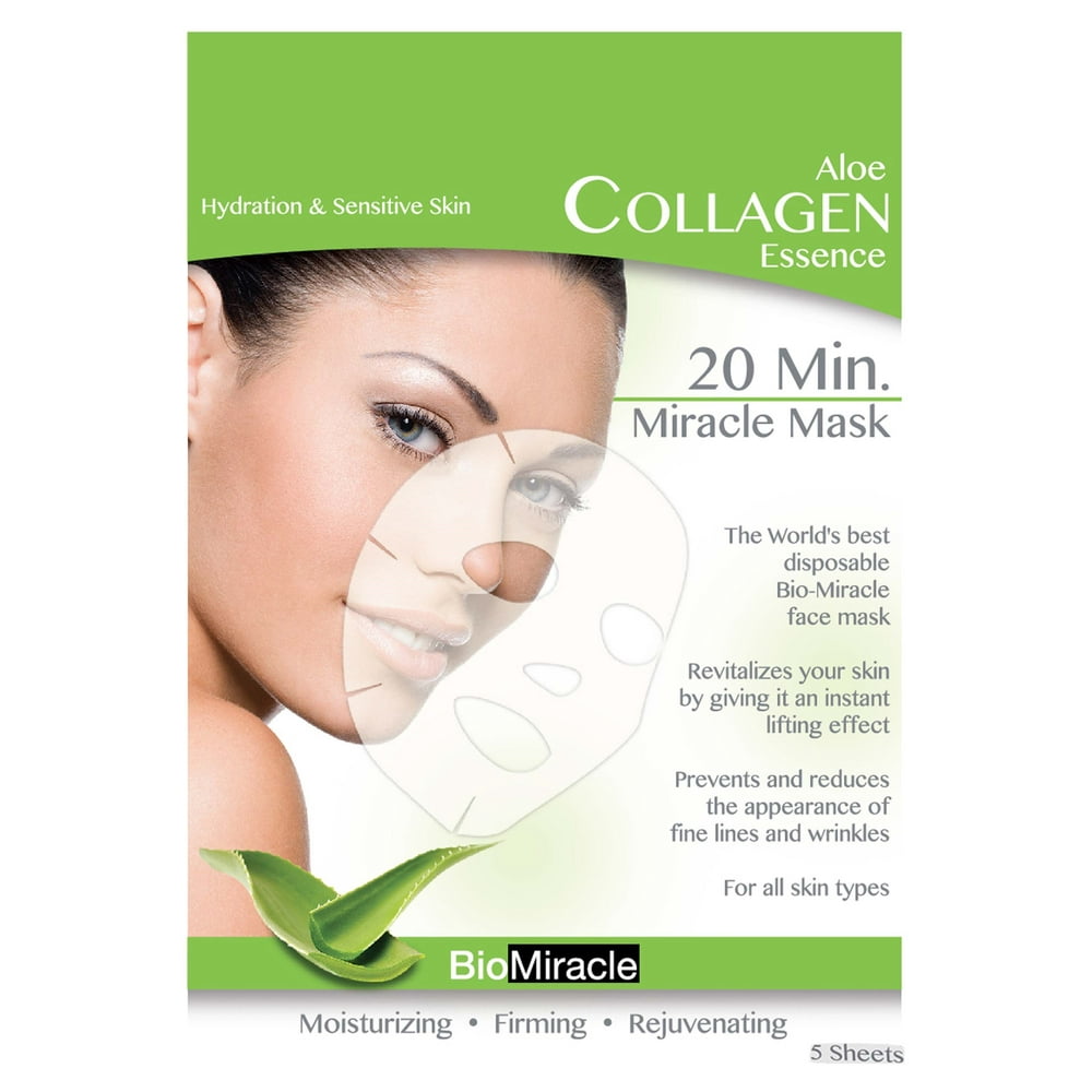 BioMiracle AntiAging & Moisturizing Face Mask, Aloe, 5 Ct