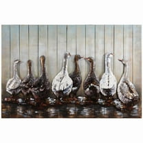 Empire Art Direct PMO-171102-3248 Ducks Handed Painted Iron Wall Sculpture on Wooden Wall Art