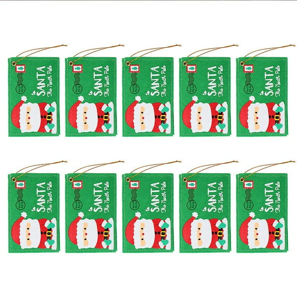 10 sobres navideños para cartas de Papá Noel, bolsas de regalo de dulces navideños, tarjetas de dinero, adornos para árbol de Navidad