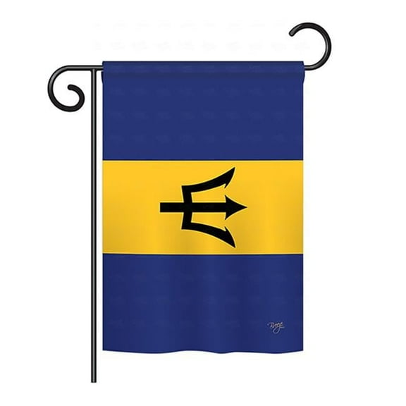 Breeze Decor BD-CY-GS-108342-IP-BO-D-US15-BD 13 x 18.5 in. Barbados Flags of the World Nationality Impressions Decorative Vertical Double Sided Garden Flag Set with Banner Pole