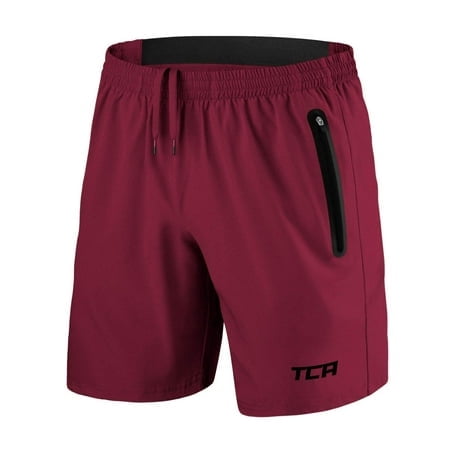 Tca Mens Elite Tech Lightweight Running Or Gym Training Shorts With Zip Pockets - Carmine Red L
