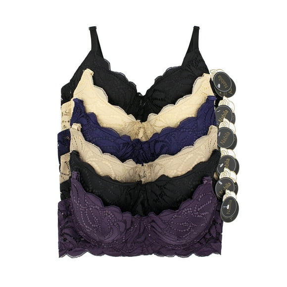 Paquete de 6 brasier Nabila, colores surtidos.