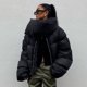 thumbnail image 3 of Chaqueta de mujer con bufanda abotonada, chaqueta de algodón cálida, chaqueta de pan para mujer, 3 of 6