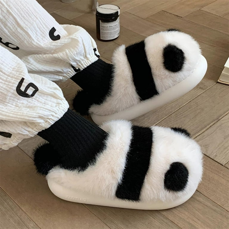 Women Winter Plush Slippers Cute Panda Cotton Slippers Home Warm