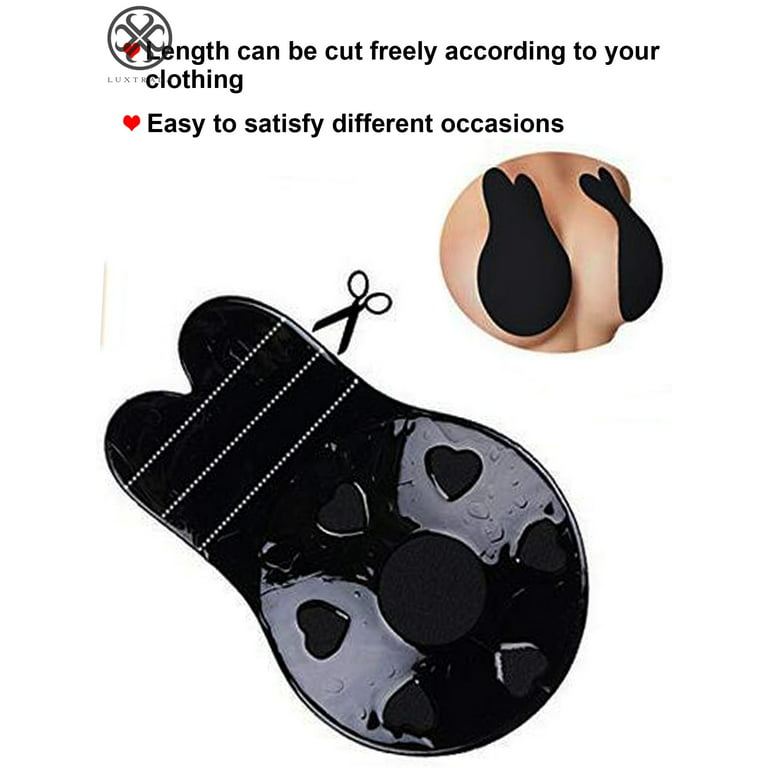 2 Pairs Rabbit Sticky Adhesive Backless Bra Plus Size for Large Breasts  (as1, Cup_Band, aa, a, 1 Black) at  Women's Clothing store