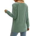 thumbnail image 4 of Tops plisados de manga larga para mujer, transpirables, suaves, cómodos, lavables a máquina, tops de manga larga para uso diario al aire libre, Verde XL, 4 of 6