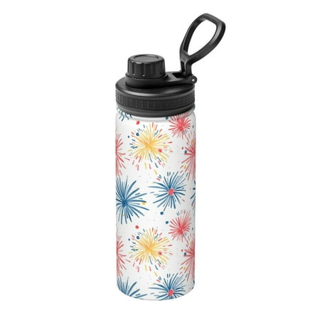 

Tebeau Bright Colorful Fireworks Print Water Bottle 18oz Sports Insulated Kettle Stainless Steel Outdoor Drinking Bottles Fashion Travel Cup