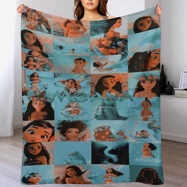Manta de dibujos animados de Moana, suave y acogedora manta de felpa esponjosa para niños, niñas y adultos jóvenes, cálida manta de franela para sala de estar, dormitorio, sofá cama de 60 x 80