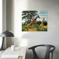 thumbnail image 4 of BCIIG Tall Giraffe Grazing in the Wild Giraffe Wall Art Giraffe Pictures for Wall Giraffe Decor Giraffe Standing Safari Wall Pictures Cute Prints for Wall Black Wood   20x16in, 4 of 6