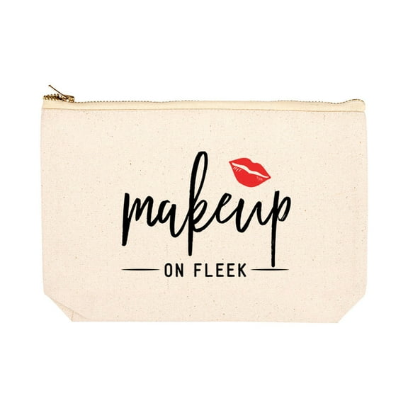 Koyal Wholesale Funny Makeup Bag Canvas Cosmetic Bag with Zipper Makeup On Fleek Makeup Pouch 6.5 x 9 Inch