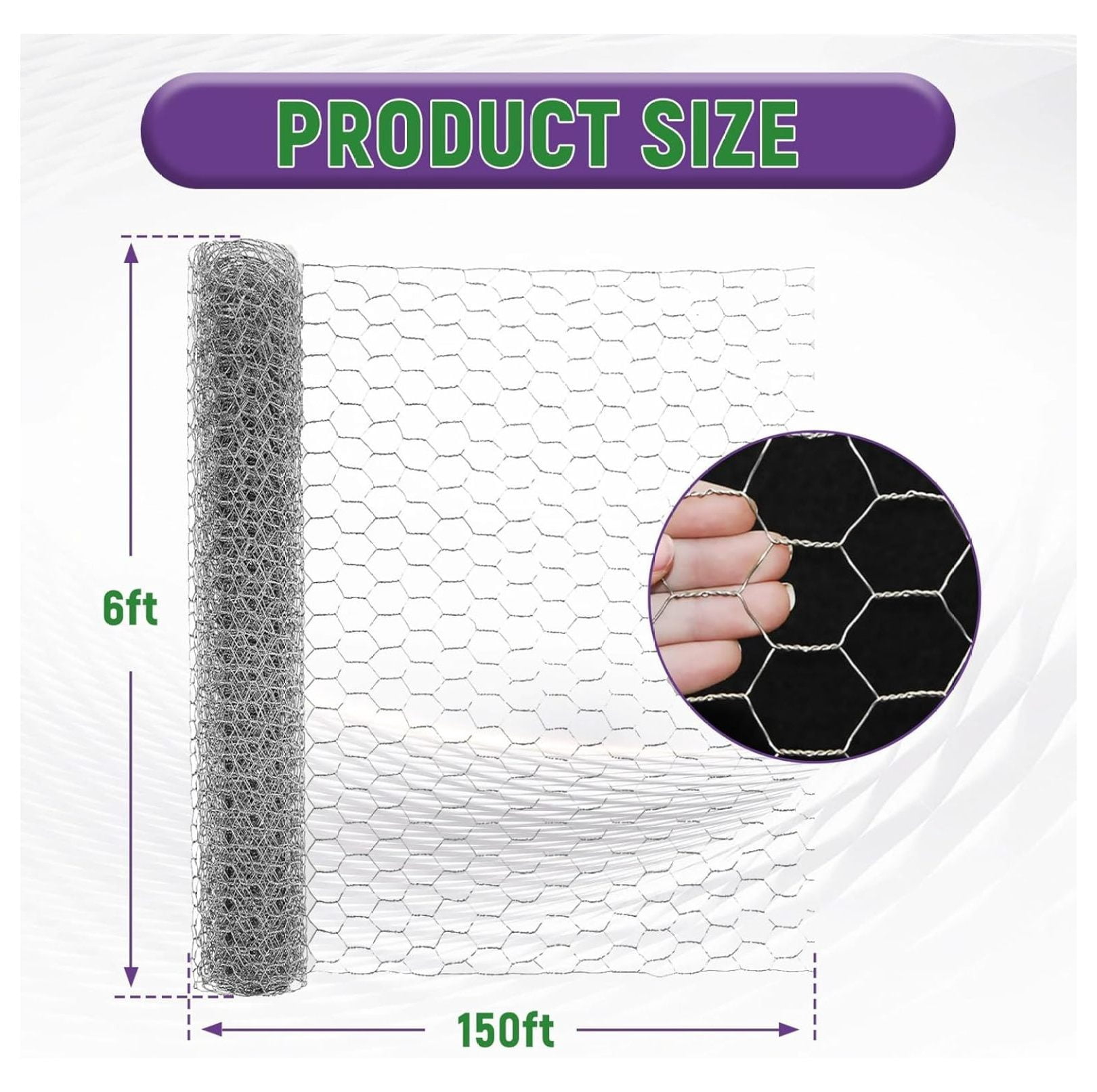 Galvanized Chicken Wire Netting Mesh for Garden Fences 6x150 Feet