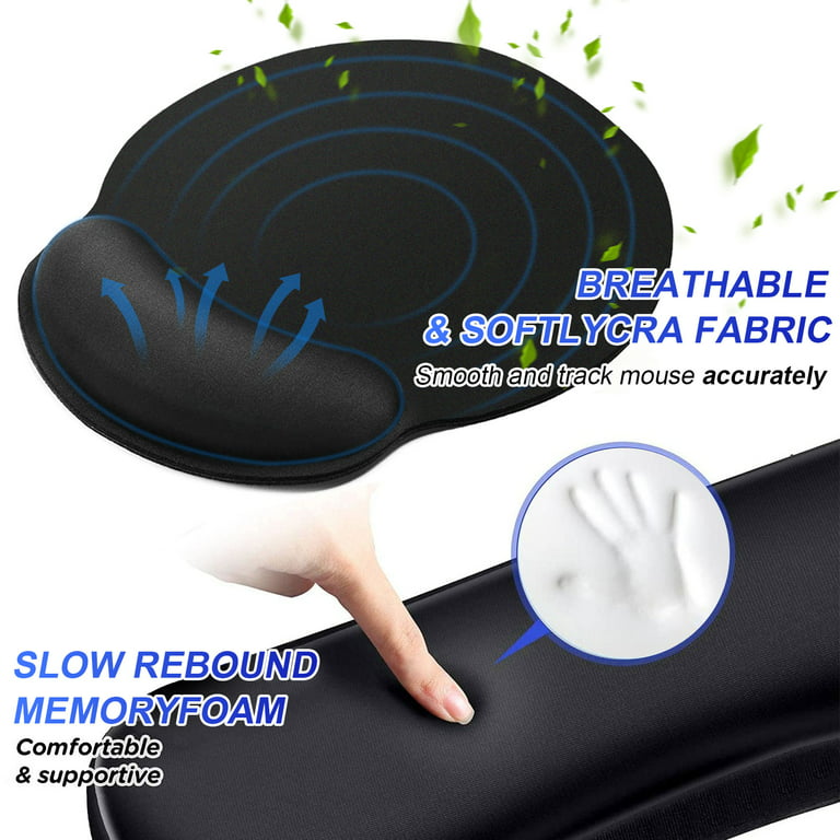 TSV Keyboard Mouse Pad Set with Wrist Rest Support, Ergonomic Gel Mouse  Keyboard Mat Set, Soft Memory Foam Wrist Pad for Easy Typing & Pain Relief  for