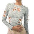 thumbnail image 1 of Women`s Multiple Color Loose Retro Smooth Round Collar Butterfly Long Sleeve Polyester Tight Top(Green,L), 1 of 7