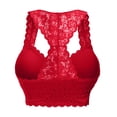thumbnail image 3 of ZNQHFRE Women’s V-Neck I-Back Wireless Lace Bralette Soft Comfort Sexy Everyday Lingerie Red XL, 3 of 3