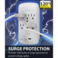 thumbnail image 2 of Fosmon [ETL LISTED] 6 Adaptateur Mural de Sortie avec USB, Parasurtenseur de Prise Murale avec Chargeur 2 Ports USB 2.1A - Blanc, 2 of 7