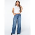 thumbnail image 2 of Celebrity Pink Women's and Women's Plus Stone and Pearl Bow Wide Leg Jeans, Sizes 1-24W, 2 of 7