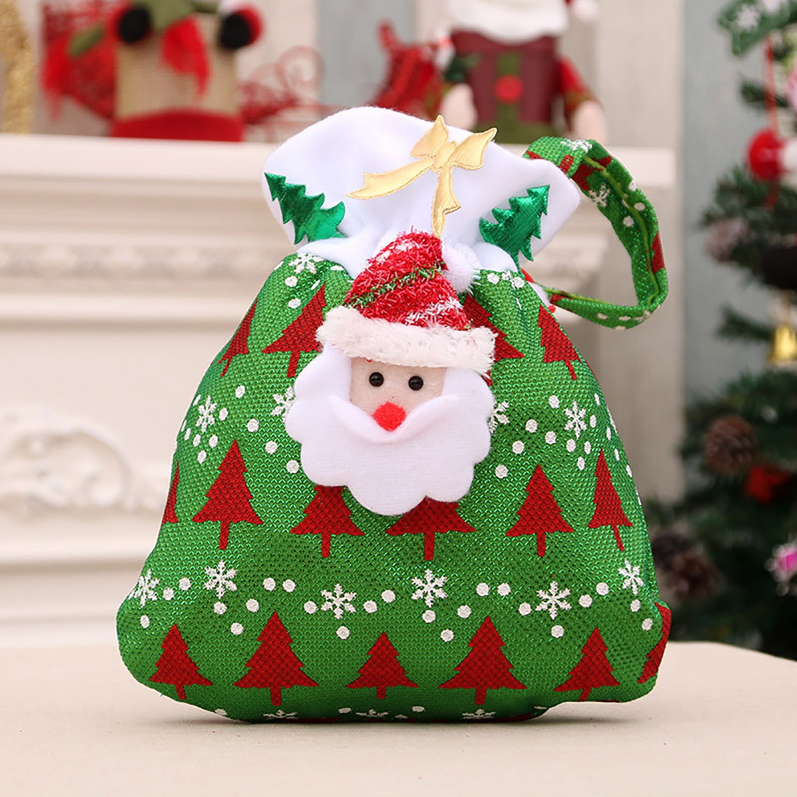 Tarmeek Christmas Decorations Christmas Gift Bag Gold Velvet Bag Santa