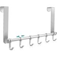 thumbnail image 1 of Perchero para puerta con 6 ganchos móviles, toallero, perchero, brazos largos mejorados para accesorios de baño (plateado), 1 of 5