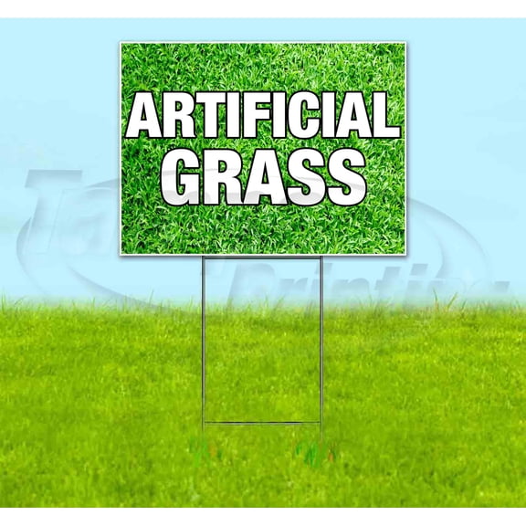 Artificial Grass (18" x 24") Yard Sign, Includes Metal Step Stake