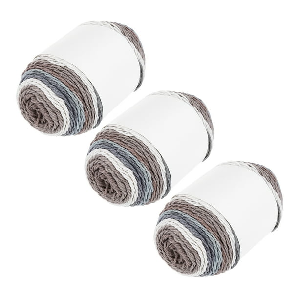 3Pcs 634 Yard Hilo Acrílico para Ganchillo, Beige, Marrón, Gris