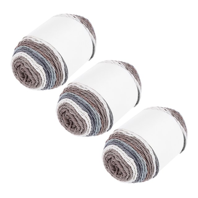 3Pcs 634 Yard Hilo Acrílico para Ganchillo, Beige, Marrón, Gris