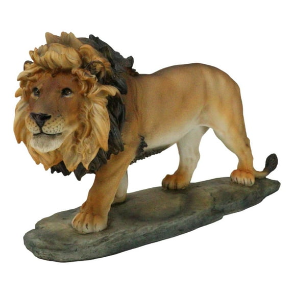 African Savanna Safari Wildlife Majestic Lion Prowling in Grasslands Figurine