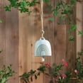 thumbnail image 3 of Modern Ceramic Small Bell Wind Chimes for Garden or Outside Decor - Beautiful Windchime for Patio & Porch Hanging Display - Decorative Outdoor Accent for Home Decoration - 4", White & Green, 3 of 8
