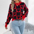 thumbnail image 4 of Ugly Christmas Sweaters For Women Heart Print Fall Loose Crewneck Color Block Pullover Casual Long Sleeve Knit Cozy Sweaters, 4 of 4