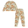 thumbnail image 2 of HELLHERO Thanksgiving Pajama Set for Women Pumpkin Flower Printed Sleepwear Comfy Pjs Set Round Neck Loungewear Long Sleeve Tops Jogger Pants Pajama Sets, M, 2 of 5