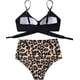 thumbnail image 4 of Conjunto de bikini de vendaje de talle alto para mujer Trajes de baño de dos piezas con realce L 0-leopardo amarillo Jormftte WMPH-647-3, 4 of 7