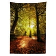 thumbnail image 3 of Ambesonne Fall Tablecloth Rectangular Table Cover, Blurry Forest Dreamy View, 60"x84", Pale Green Red Brown, 3 of 4