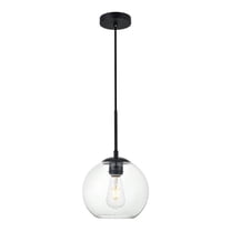 Maklaine Modern 1 - Light Metal & Glass Pendant in Black / Clear