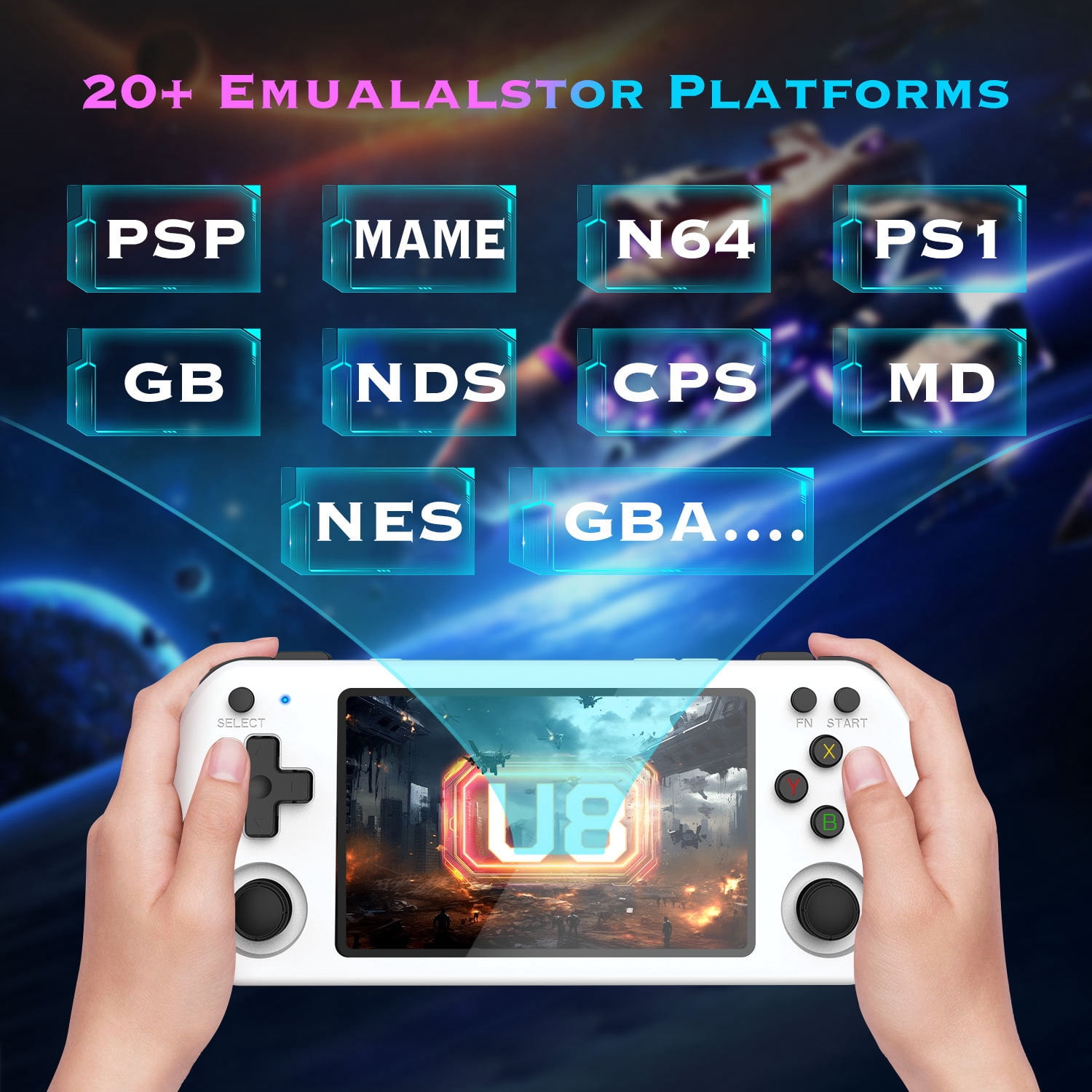 AILKIN Handheld Game Console with 4.0Inch Large Screen,128GB Expandable Handheld Game Console for Adult,White