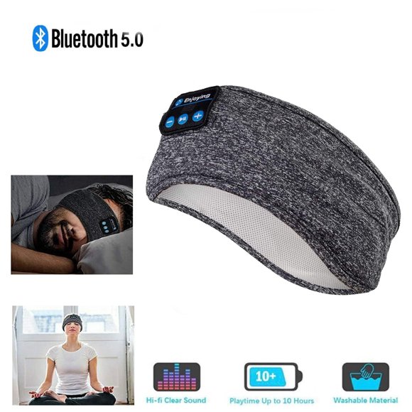 Sleep Headphones Bluetooth Headband, Headband Headphones Wireless Earphones with Ultra-Thin HD Stereo Speakers for Side Sleepers and Workout,Yoga-Grey