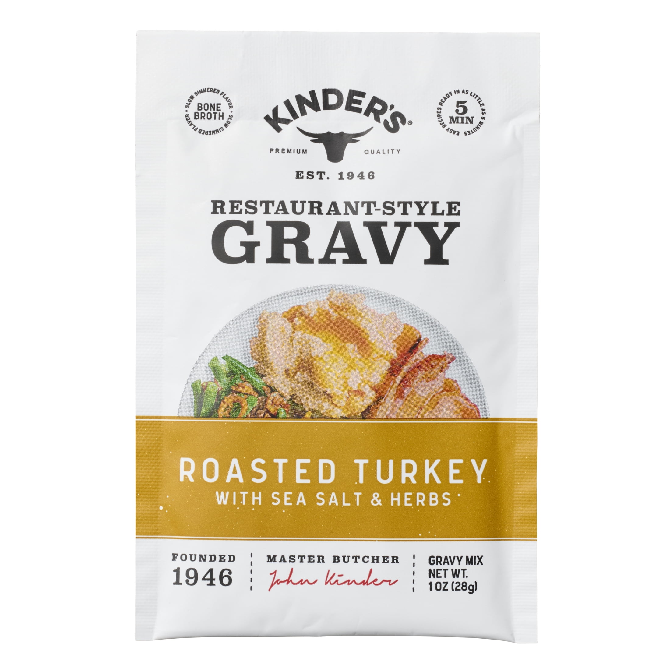 (3 pack) Kinder's Roasted Turkey Bone Broth Gravy Mix, 1 oz