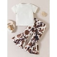 thumbnail image 3 of TheFound Kids Girls Summer Outfits Cow Head Print Short Sleeve T-shirt and Cow Pattern Flare Pants Set, 3 of 9
