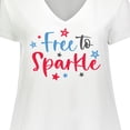 thumbnail image 4 of Inktastic 4th of July Free to Sparkle in Red White and Blue Women's Plus Size V-Neck T-Shirt, 4 of 5