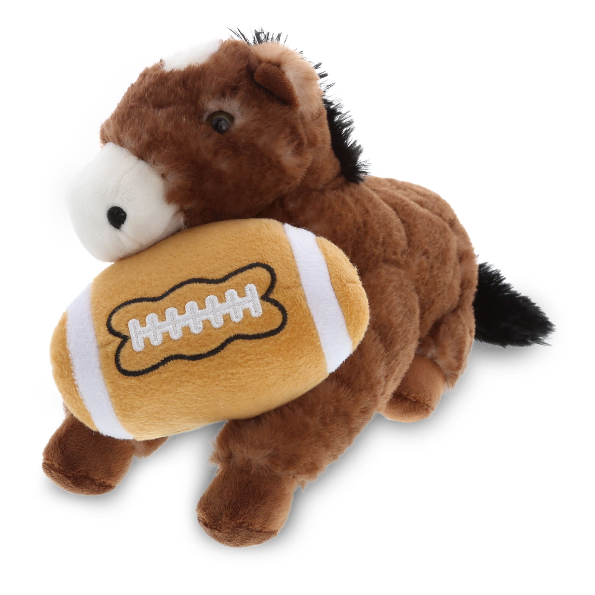 DolliBu Brown Horse Stuffed Animal with Football Plush - Soft Plush Huggable Horse, Adorable Playtime Plush Toy, Cute Wildlife Gift, Football Plush Animal Toy for Kids, Adults - 10.5 Inch