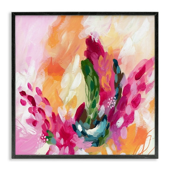 Stupell Industries Abstract Tropical Punch Abstract Painting Black Framed Art Print Wall Art, 12 x 12
