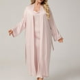 thumbnail image 5 of purcolt Womens Plus Size Robe Set Long Sleeves Bride Wedding Party Robes with Cami Sleep Dress Nightgown 2 Piece Sleepwear, 5 of 6