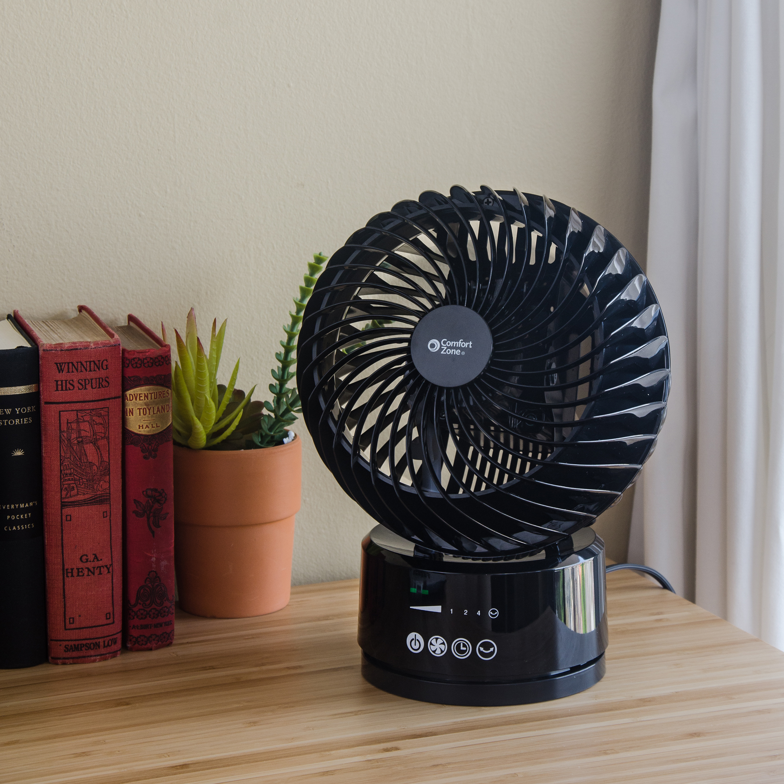 6 Inches Comfort Zone Oscillating Globe Fan with Remote Control Black