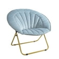 thumbnail image 2 of Urban Shop, Channel Stitch Velvet Folding Saucer Chair, Sky Blue, 2 of 2