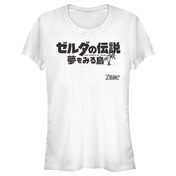 Junior's Nintendo Legend of Zelda Link's Awakening Japanese Character Logo Graphic Tee White 2X Large