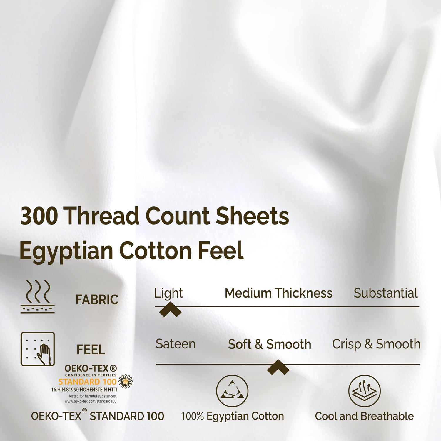 Superior 4-Piece 300 Thread Count White Egyptian Cotton Sheet Set, Queen