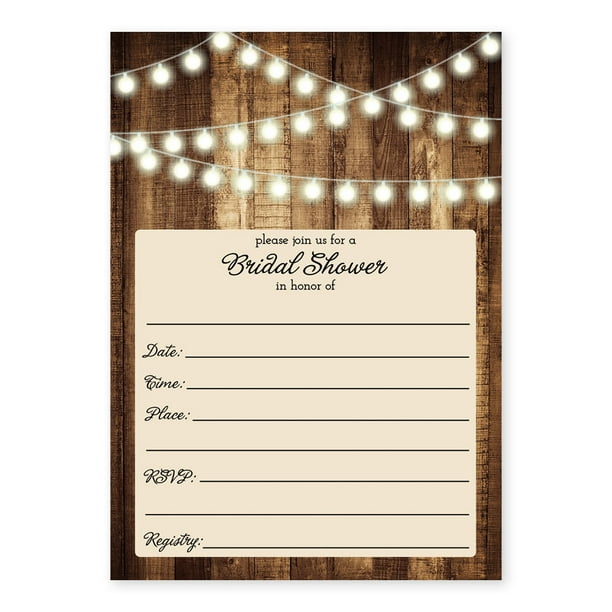picture Rustic Bridal Shower Invitations Cheap rustic bridal shower invitations with envelopes pack of 25 wood lights fill in bridal shower invites excellent value wedding party invitations